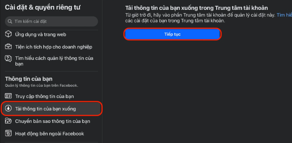 Tải dữ liệu từ Facebook